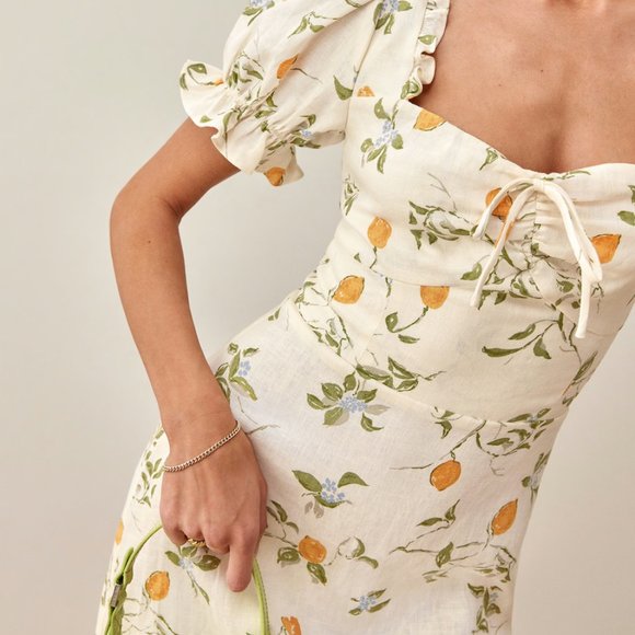 REFORMATION Easton Dress In Citron - Picture 4 of 9